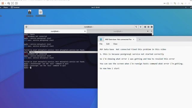Metasploit- Not connecting to database and hosts command not working смотреть онлайн