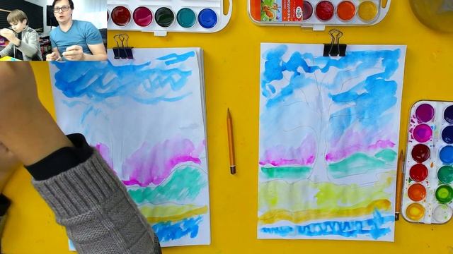 Дерево ВЕСНОЙ рисуем акварелью - поэтапный урок рисования смотреть онлайн