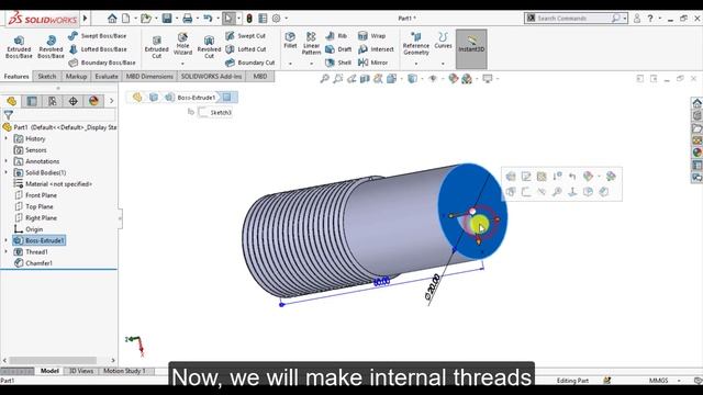 Solidworks Tips 60| Making threads (Die & Tap) using Hole Wizard смотреть онлайн