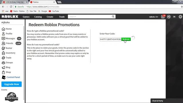 [Event] How to get 12th Birthday Cake Hat ฟรี!!!!1 + Happy birth day roblox :D смотреть онлайн
