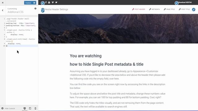 Hestia Header: Post Header Height Settings + Metadata & Title Removal смотреть онлайн