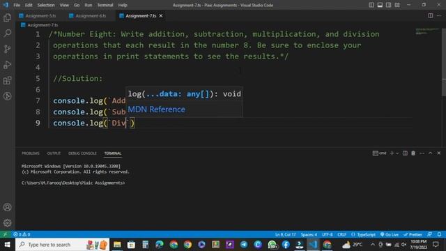 Typescript Assignment-6.Playing with mathematical operations inside console.log(). смотреть онлайн