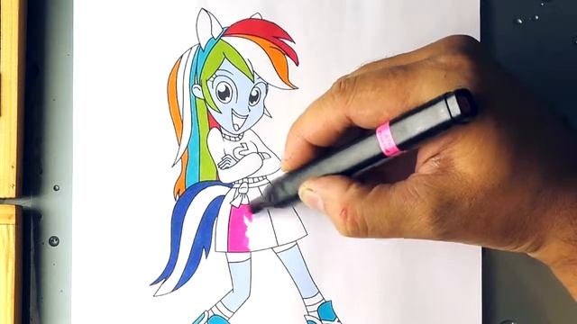 Девочки из Эквестрии Раскраски для Детей Раскраска для девочек Радуга Дэш смотреть онлайн