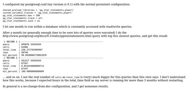 Databases: Can't understand results of pg_stat_statements view смотреть онлайн
