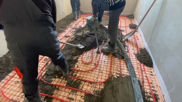 Полусухая стяжка пола город Ковров.На моем монтаже отопления и теплого пола в квартире с котлом. смотреть онлайн