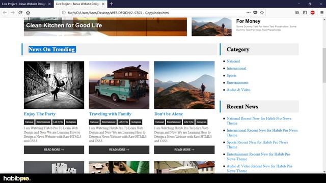 Web Design Live Project - News Website Design using HTML5 and CSS3 form Scratch || HABIB PRO смотреть онлайн