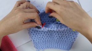 Мастер Класс: ВЯЗАНАЯ ШАПКА СПИЦАМИ Бини с Жемчужным узором | Как связать шапку | Вязание спицами