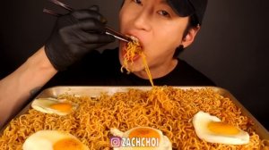 ASMR SPICY INDOMIE MI GORENG MUKBANG (No Talking) COOKING & EATING SOUNDS | Zach Choi ASMR