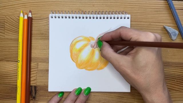 Как нарисовать цветными карандашами "Тыкву" | Рисунок для начинающих поэтапно и легко смотреть онлайн