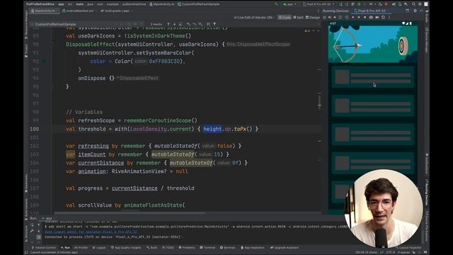 Interactive pull-to-refresh animation tutorial: Create magic with Rive and Jetpack Compose смотреть онлайн