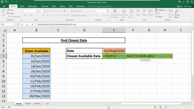 How to get the closest Date value in database | Index + Match with Nested Min and ABS Function | смотреть онлайн