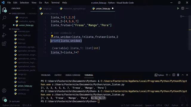 ? CURSO de PYTHON desde CERO - 48 ¿Como UNIR, JUNTAR o CONCATENAR dos o mas LISTAS en PYTHON? смотреть онлайн