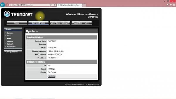 IP-камера TRENDnet TV-IP551W обзорная настройка