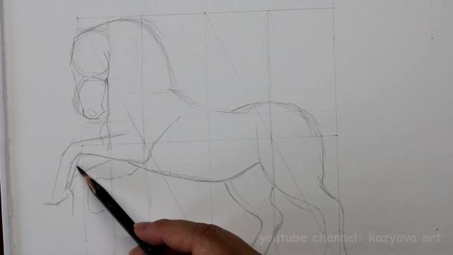 Как нарисовать лошадь (коня) в полный рост карандашом шаг за шагом смотреть онлайн