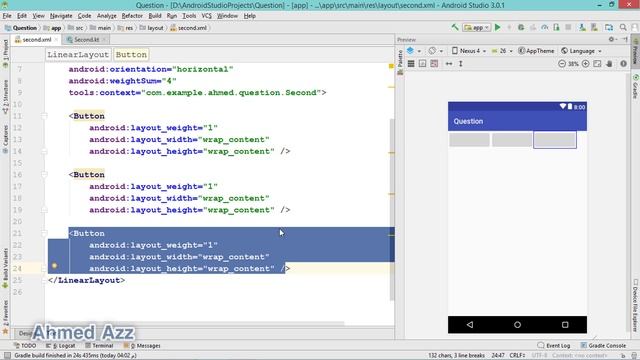 Your App - part 28 - LinearLayout - layout weight and weightSum смотреть онлайн