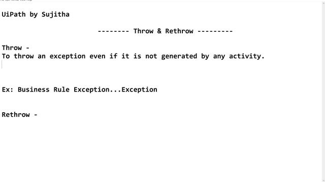 Throw activity and Rethrow activity in UiPath| Exception Handling | Create Business logic Exception смотреть онлайн