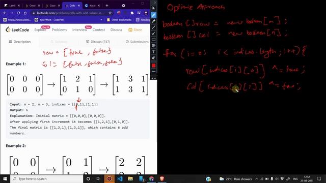 1252. Cells with Odd Values in a Matrix | Zero to FAANG Kunal | Assignment Solution | Leetcode смотреть онлайн