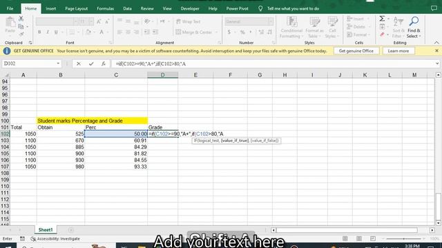 Ms excel (Student marks per% and Grade) смотреть онлайн