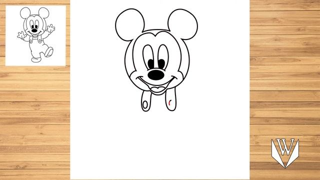 Как нарисовать Микки Маус шаг за шагом, Easy Draw | Скачать бесплатно раскраски смотреть онлайн