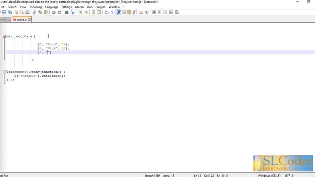 Add data to the Jquery DataTable plugin using Javascript - Part 2 смотреть онлайн