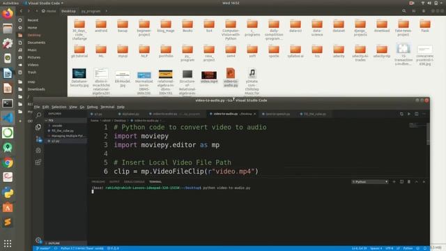how to convert video to audio using python смотреть онлайн