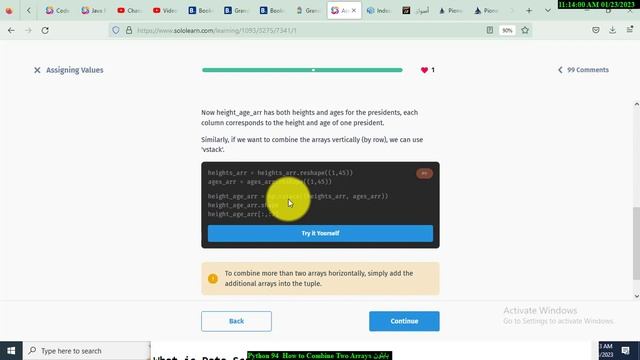 Python 94 How to Combine Two Arrays through www.sololearn.com بايثون смотреть онлайн