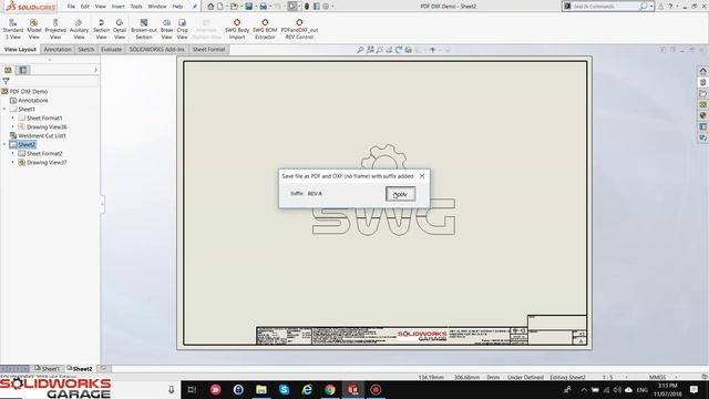 PDF DXF Suffix macro for SolidWorks смотреть онлайн