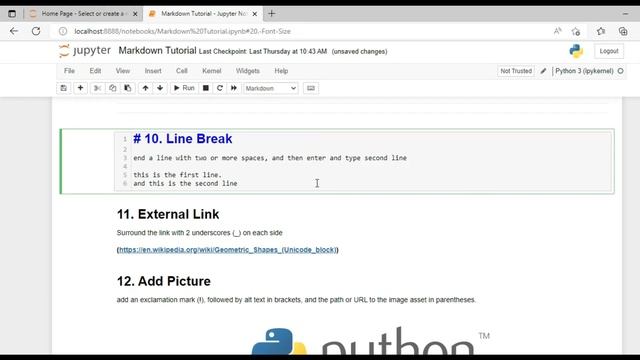 Markdown in Jupyter | How to add table, Link, Image, create task list , change color & size of font смотреть онлайн