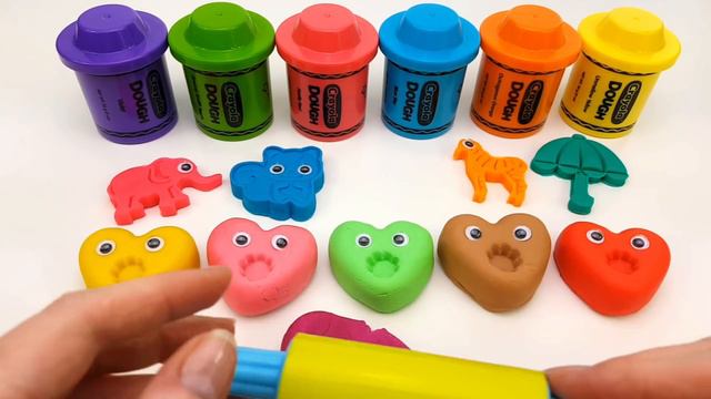 Learn Colors with 10 Color Play Doh Hearts and Make Figurines from Molds | Learn Numbers | For Kid смотреть онлайн