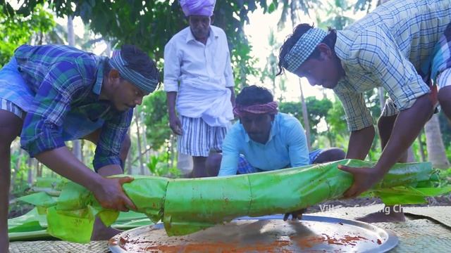 KING FISH GRILL | Spanish Mackerel Fish Grill with Banana Leaf | Fish Fry Recipe Cooking In Village смотреть онлайн