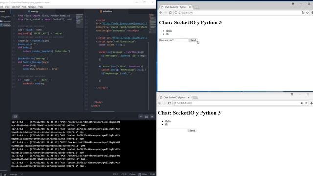Chat en tiempo real: Python Falsk y Socketio смотреть онлайн