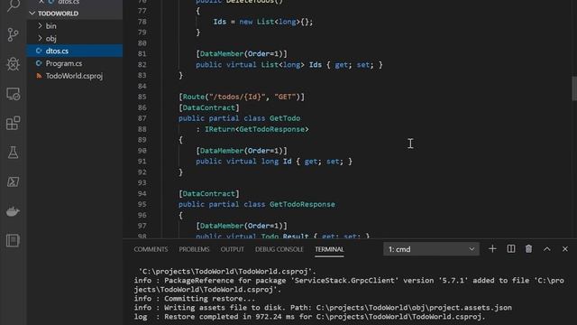 ServiceStack C# gRPC Generic ServiceClient TodoWorld Example смотреть онлайн