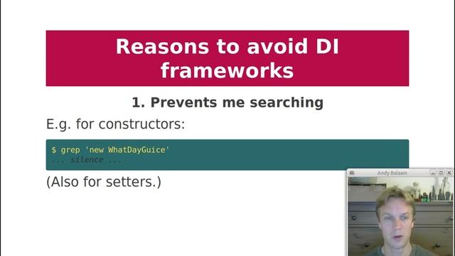 Dependency Injection frameworks: reasons to avoid them смотреть онлайн