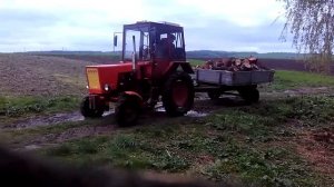 Перевозимо дрова трактором т 25