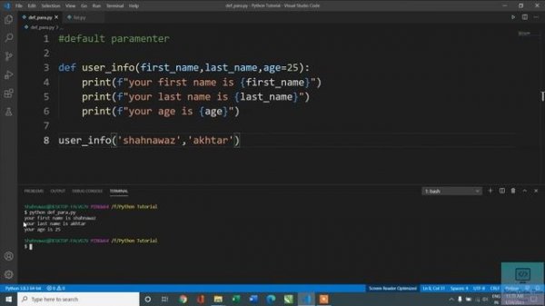 39- Default Parameter in python