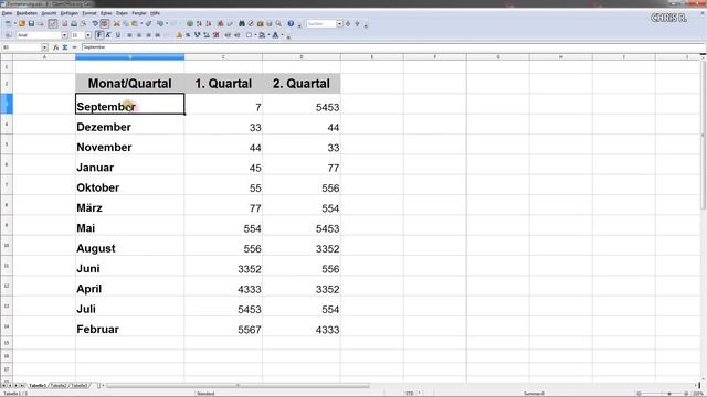 Tabelle mit Rahmen, Hintergrundfarbe und mehr erstellen (Open Office Calc)