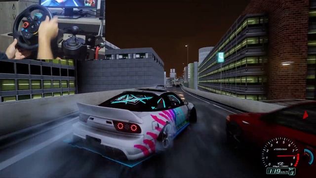 Drifting this 500hp Nissan silvia s13.5 w/Traffic - Assetto corsa - Logitech g29 gameplay (POV) смотреть онлайн