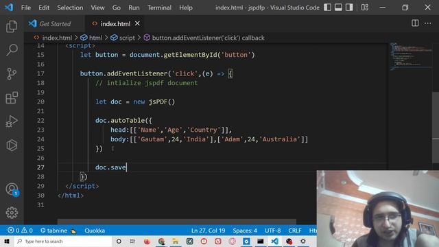 jsPDF-Autotable Tutorial to Insert Array of JSON Objects Data in Table inside PDF in Javascript смотреть онлайн