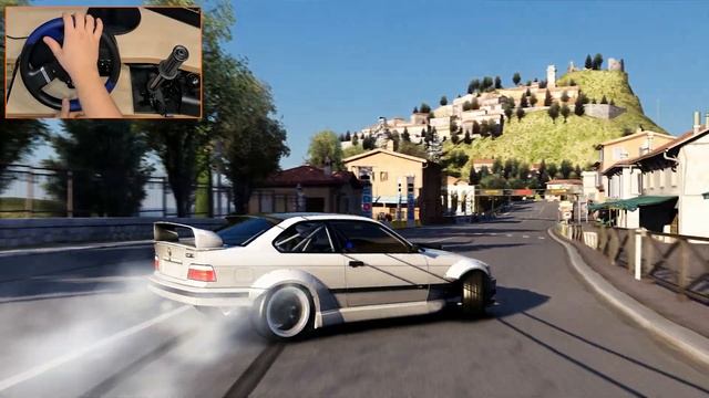 BMW E36 with Ferrari 458 Engine Swap ! Drift | Assetto Corsa | Thrustmaster T150 Gameplay смотреть онлайн