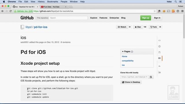 Learning libPD for iOS: 02. Downloading libPD for iOS from GitHub смотреть онлайн