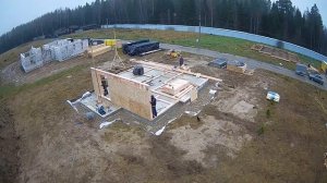 Строительство каркасного дома на железобетонной монолитной плите за 5 минут