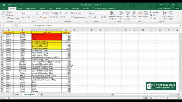 Find, Replace və Go To menyuları - Excel dərsləri #43 смотреть онлайн