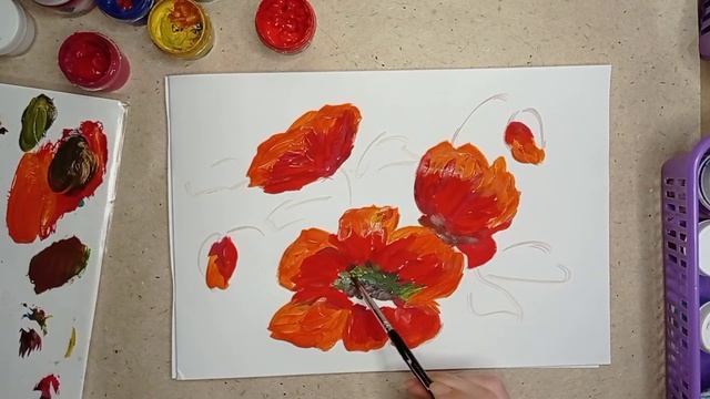 Показываю пошагово как нарисовать маки гуашью смотреть онлайн