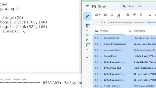 Keyboard Automation using python | removing 5000 emails using python . смотреть онлайн