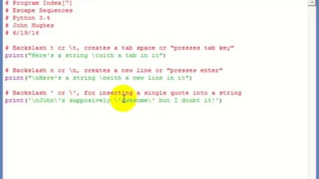Python 3 Programming Tutorial [9] Escape Sequences смотреть онлайн