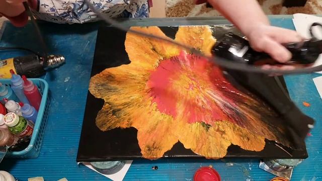 31. Акриловая заливка ФЕНОМ техника раздувания жидкого акрила Флюид арт Абстрактная картина смотреть онлайн