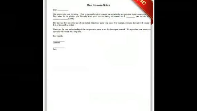 Free Printable "Rent Increase Notice" Forms смотреть онлайн