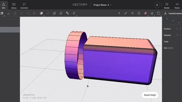 Using the cut and bridge tool in Vectary to make a flash light. смотреть онлайн