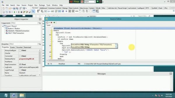 Lazarus IDE (SQLite3) : How to create .db file