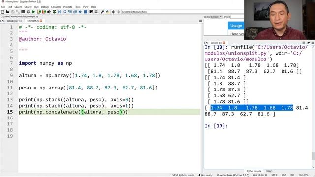 Numpy: Unión y Separación de Arrays (arreglos) para Procesar Datos con Python смотреть онлайн